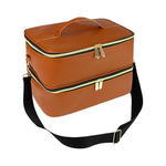 Load image into Gallery viewer, Premium Brown Double-Layer PU Leather Travel Makeup Bag & Cosmetic Organizer