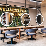 Load image into Gallery viewer, Professional Double Sided LED Round Mirror Station in Brushed Brass with Built-In Lights