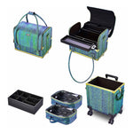 Load image into Gallery viewer, Malachite Green Makeup Vanity Trolley with Locks and wheels
