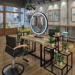 Load image into Gallery viewer, Professional Double Sided LED Round Mirror Station in Brushed Brass with Built-In Lights