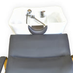 Load image into Gallery viewer, Shampoo Unit White & Gold Foot Rest
