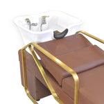 Load image into Gallery viewer, Shampoo Unit Bed Brown with Gold Foot Rest