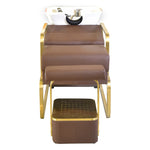 Load image into Gallery viewer, Shampoo Unit Bed Brown with Gold Foot Rest
