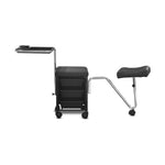 Load image into Gallery viewer, Pedicure Manicure Cart Trolley Stool with Adjustable Foot Rest and Removable Accessory Tray