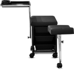 Load image into Gallery viewer, Pedicure Manicure Cart Trolley Stool with Adjustable Foot Rest and Removable Accessory Tray