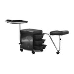Load image into Gallery viewer, Pedicure Manicure Cart Trolley Stool with Adjustable Foot Rest and Removable Accessory Tray