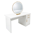 Load image into Gallery viewer, Double Sided Glam White and Gold Vanity Table with LED Light Mirror