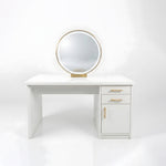 Load image into Gallery viewer, Double Sided Glam White and Gold Vanity Table with LED Light Mirror
