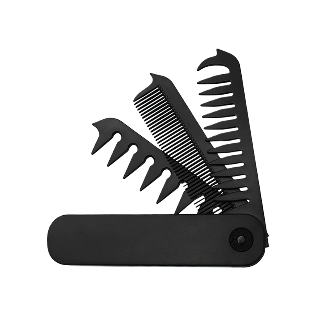 3-in-1 Folding Pocket Comb | Fine & Wide Tooth Hair, Beard & Mustache Comb