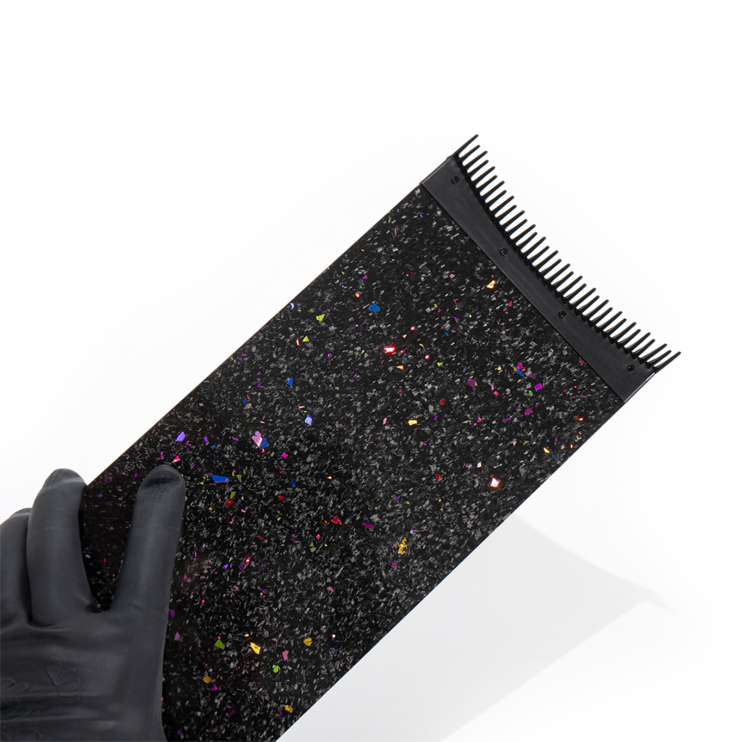 Professional Large Balayage Highlighting Board 40cm x 20cm with Built-in Weaving Comb – Carbon Fiber Glitter Finish