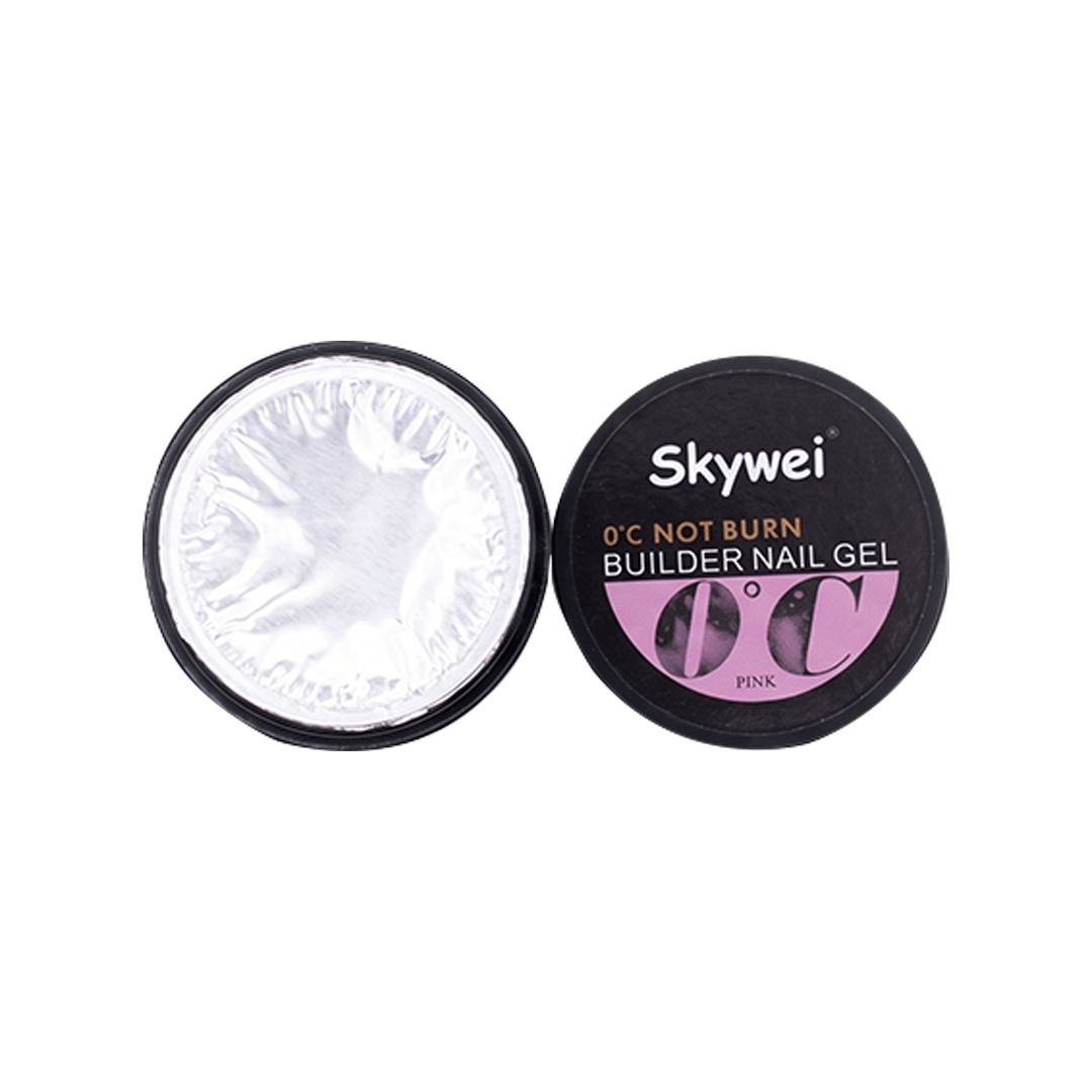 Skywei 0°C Not Burn Builder Nail Gel – Soft Pink LED/UV Hard Gel for Sculpting, Nail Extensions & Strengthening