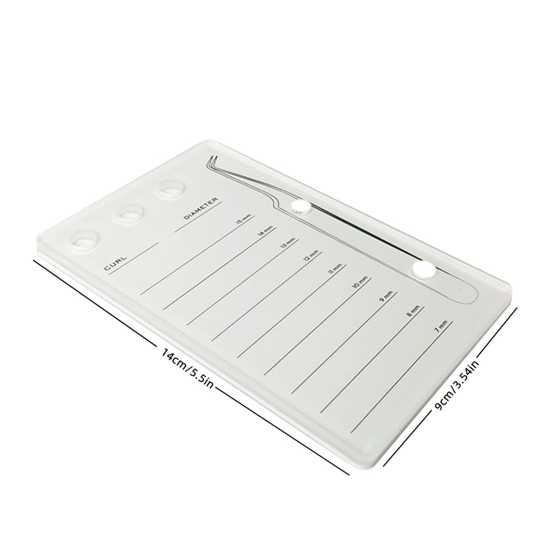 Eyelash Grafting Pallet, Acrylic Eyelash Tile Holder, 7-15mm Scale Glue Cups Eyelash Extensions Storage Gasket Pads with Suction for Tweezers