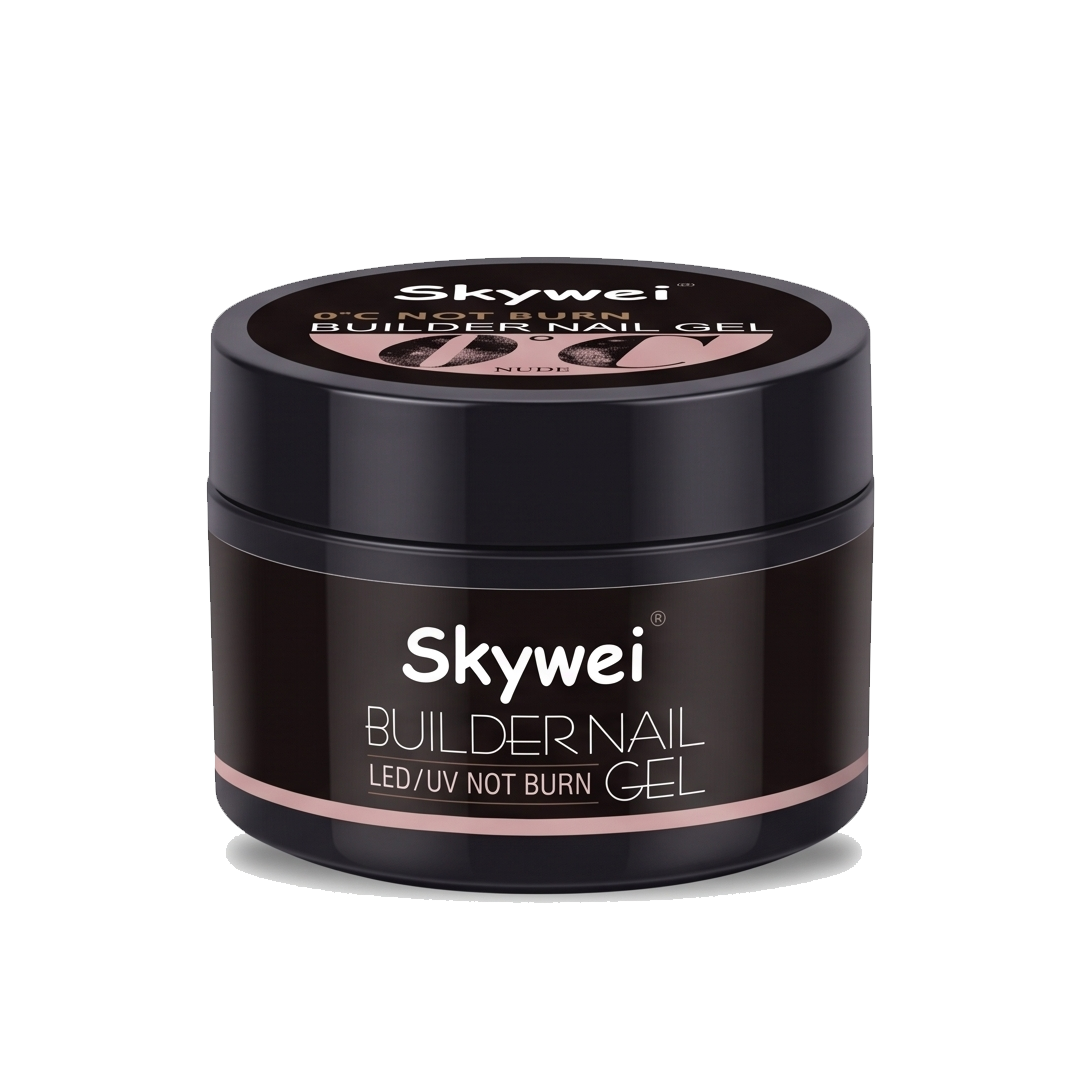 Skywei 0°C Not Burn Builder Nail Gel – Nude LED/UV Hard Gel for Nail Extensions, Strengthening & Overlays
