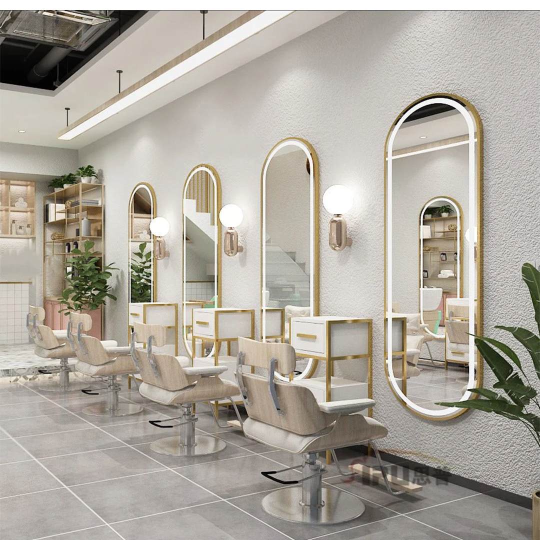 Oval LED Styling Mirror – Professional Wall-Mounted Hairdressing Mirror with Integrated Lighting