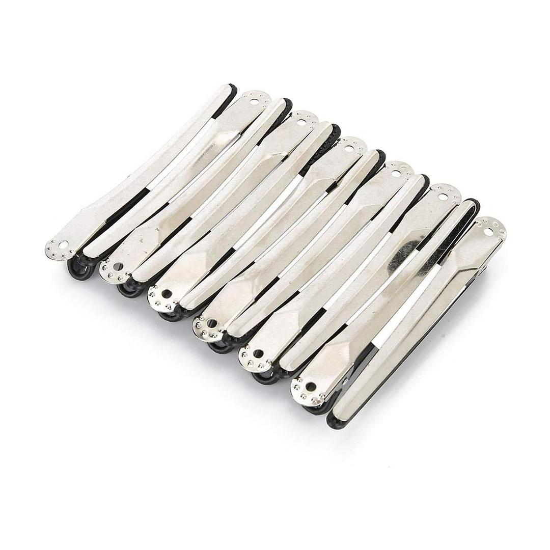 Professional Salon PVC & Steel Duckbill Hair Clips - Non-Slip Sectioning & Partitioning Hairpins