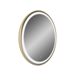Load image into Gallery viewer, Professional Double Sided LED Round Mirror Station in Brushed Brass with Built-In Lights