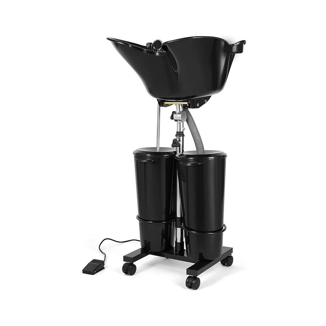 Portable Shampoo Bowl with Electric Pump | Adjustable Height Hair Washing Sink with Drain Hose