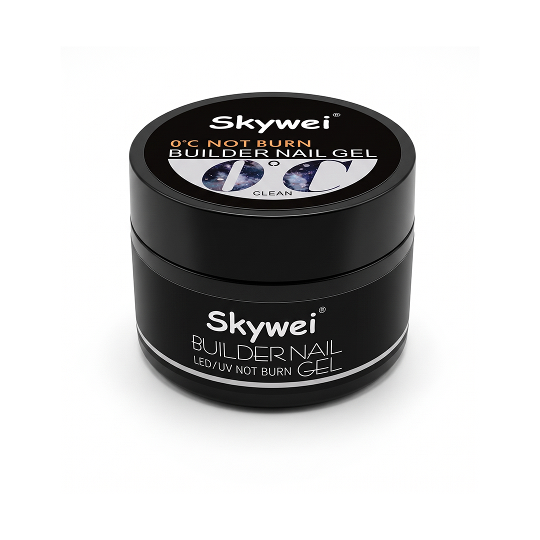 Skywei 0°C Not Burn Builder Nail Gel – Clear LED/UV Hard Gel for Nail Extensions & Strengthening