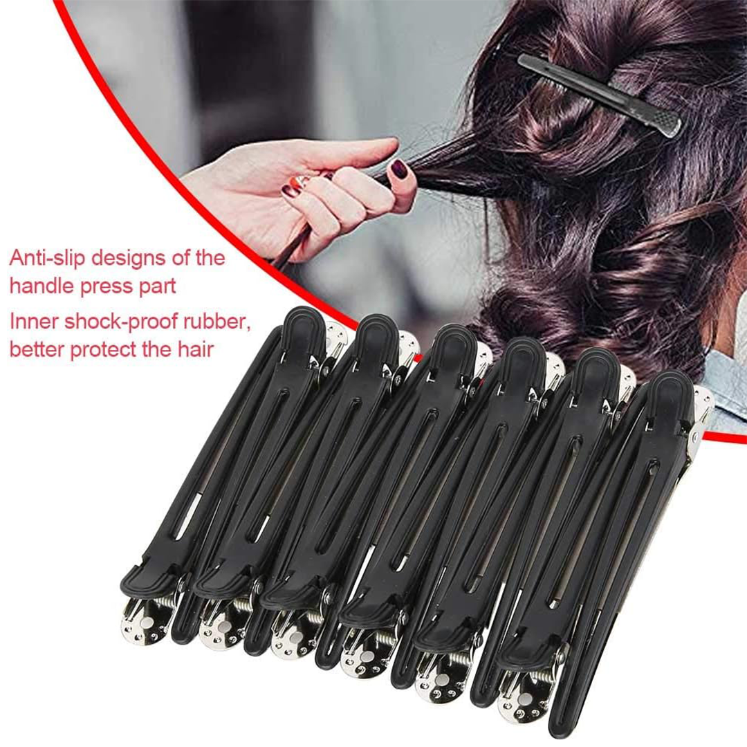 Professional Salon PVC & Steel Duckbill Hair Clips - Non-Slip Sectioning & Partitioning Hairpins