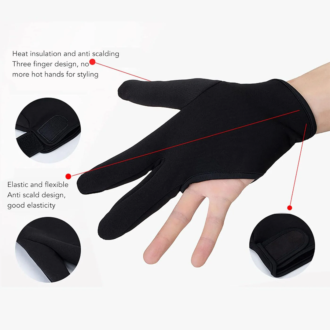 3-Finger Heat Proof Glove for Hair Styling – Anti-Scald Thermal Protector for Curling Iron & Flat Iron