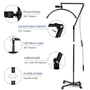 Half Moon Adjustable Lamp for Lashes and Nails - Black