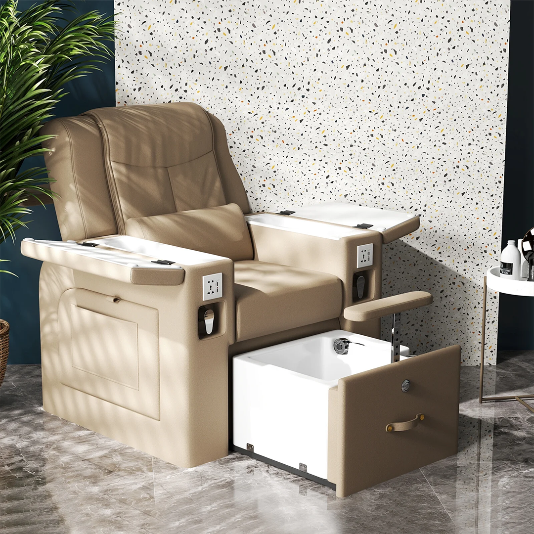 Multi-Functional Pedicure Spa Recliner with Smart Foot Bathtub & Built-in Charging Ports