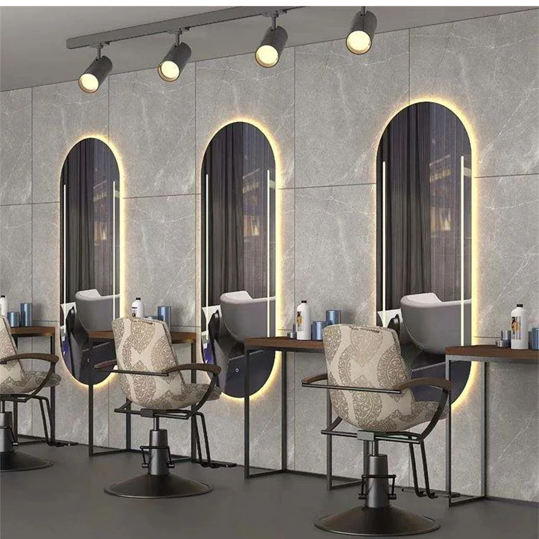 Oval LED Styling Mirror – Professional Wall-Mounted Hairdressing Mirror with Integrated Lighting