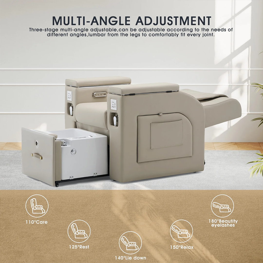 Multi-Functional Pedicure Spa Recliner with Smart Foot Bathtub & Built-in Charging Ports