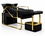 Load image into Gallery viewer, Shampoo Unit Bed Black with Gold Foot Rest