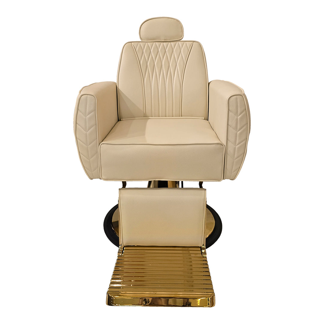 Luxury Styling Chair Beige Gold – Premium Reclining Salon Chair