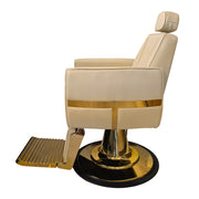 Luxury Styling Chair Beige Gold – Premium Reclining Salon Chair