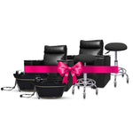 Load image into Gallery viewer, Eco. Double Value Deal: 2 Menicure Pedicure sofa, 2 Foot basins, 2 Stools
