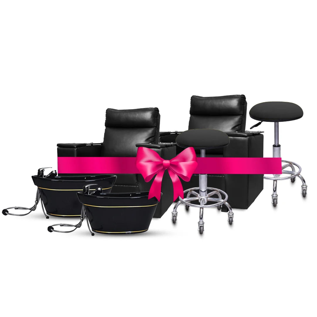 Eco. Double Value Deal: 2 Menicure Pedicure sofa, 2 Foot basins, 2 Stools