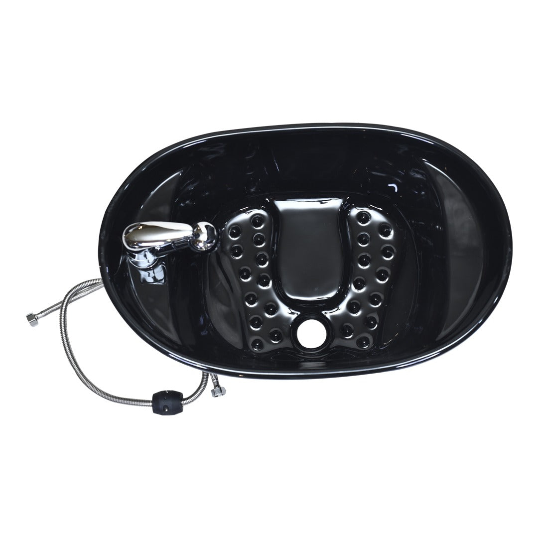 Eco. Spa Pedicure foot basin ceramic oval Black With Decore