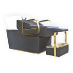 Load image into Gallery viewer, New Shampoo Unit Black &amp; Gold Foot Rest
