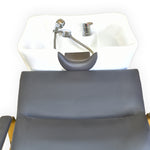 Load image into Gallery viewer, New Shampoo Unit White &amp; Gold Foot Rest
