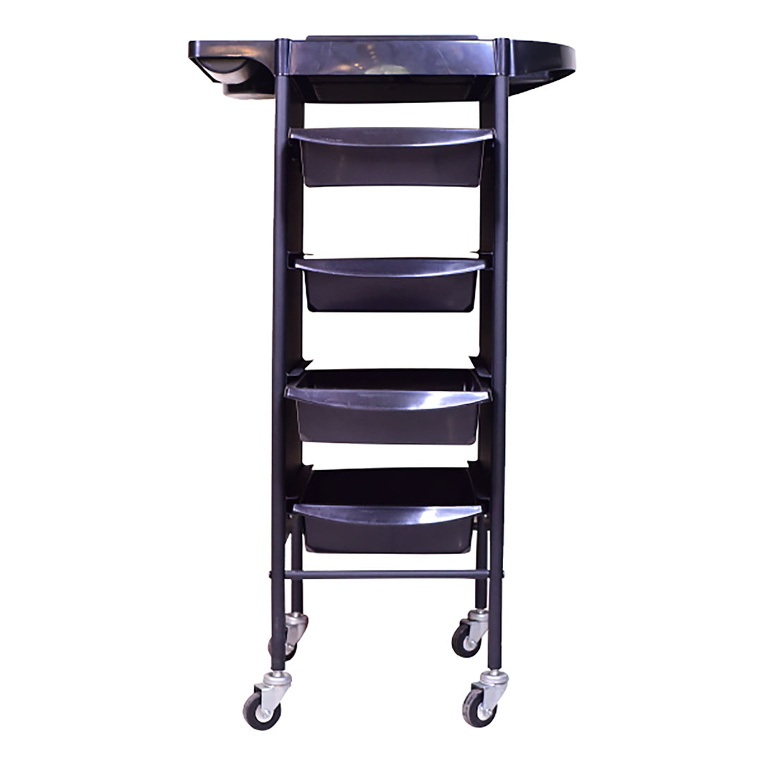 Salon Designer Logo Hair Trolley Black with Extended Top with Wheels