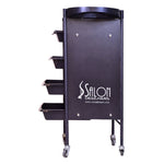 Load image into Gallery viewer, Salon Designer Logo Hair Trolley Black with Extended Top with Wheels
