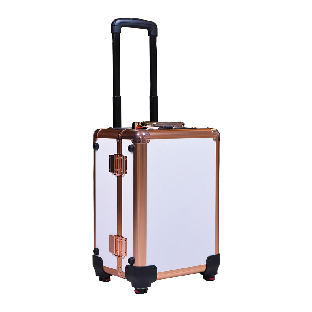 Rose Gold White Led Makeup Station with Bluetooth and Speaker 3 Light Color Option with Wheels