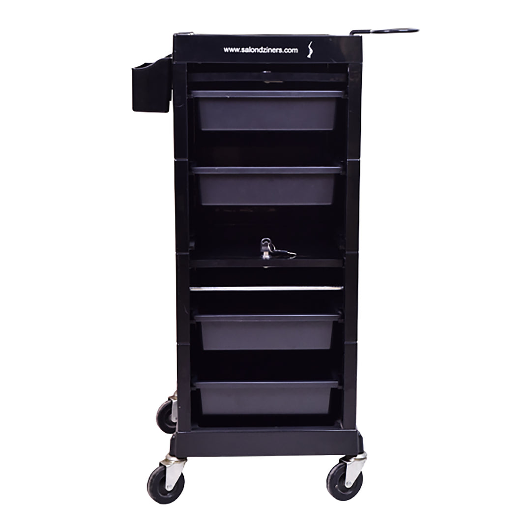 Hair Trolley Lockable Black with Wheels