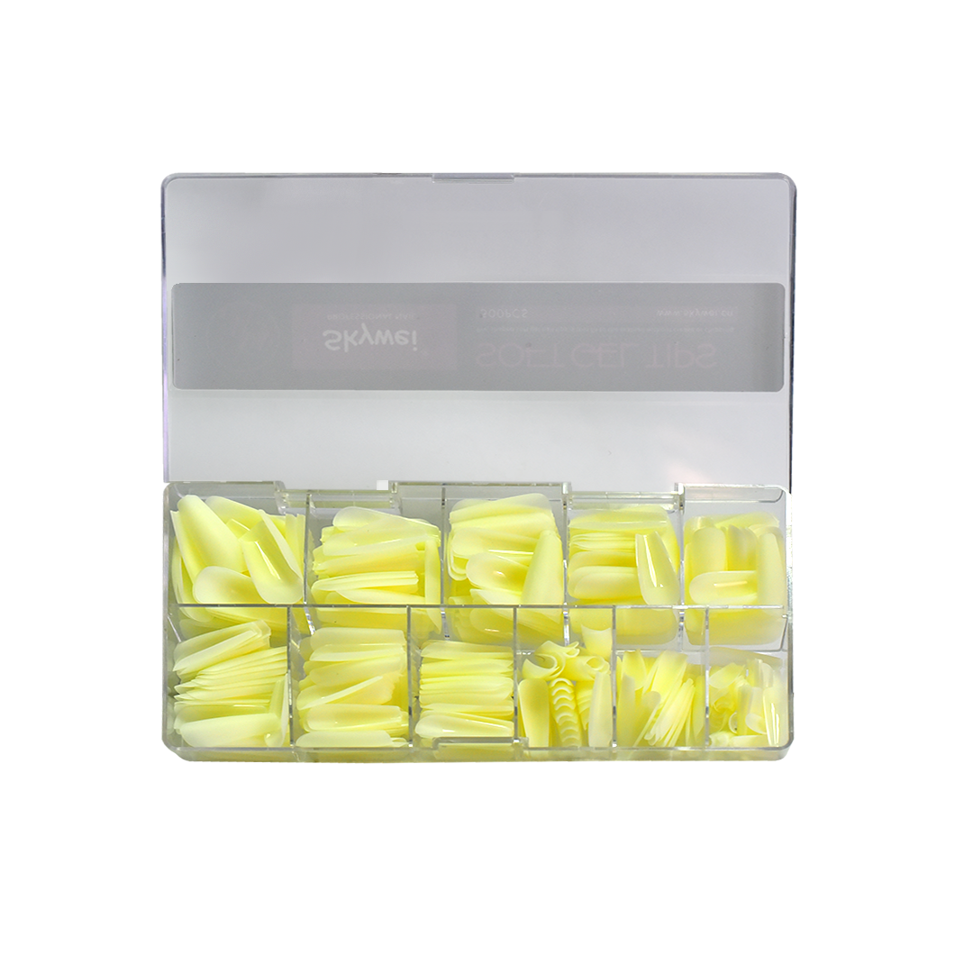 Soft Gel Tips White Almond – 500pcs | Elegant Nail Extension Tips for Salon & Home Use