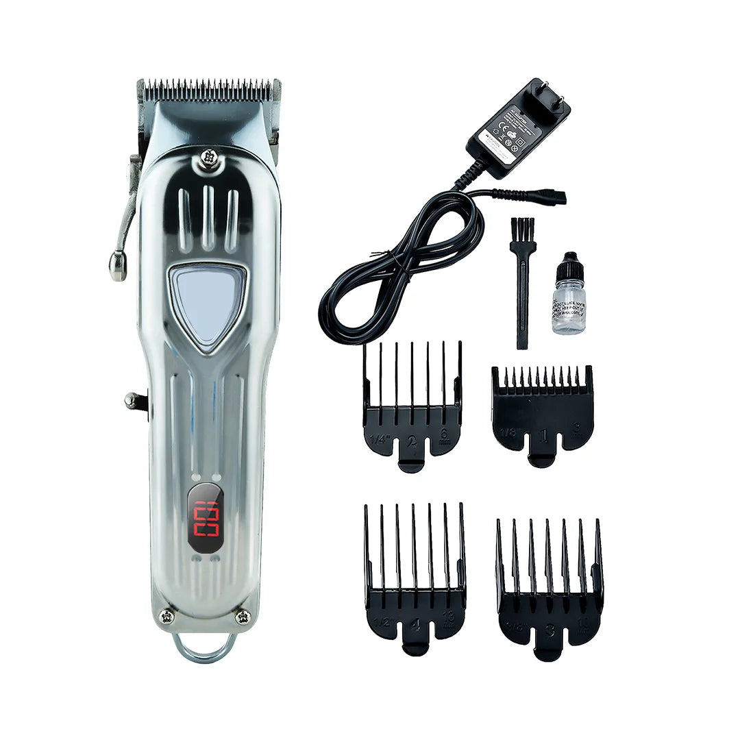 Professional Steel Hair Clipper & Trimmer with Attachments