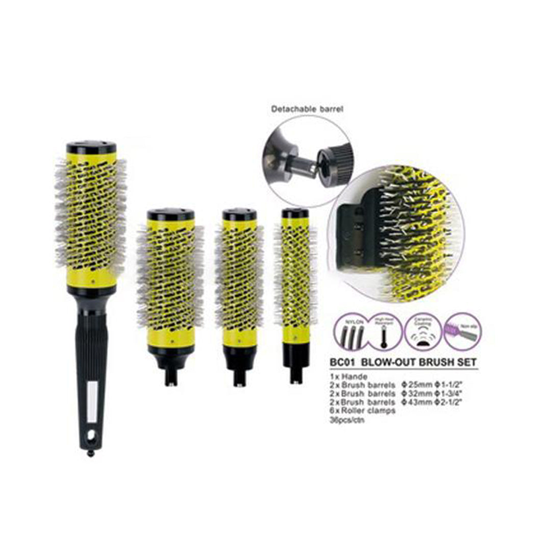 Detachable Magnetic Round Blow Dry Brushes set of 6 all Sizes with Hair Clips