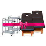 Load image into Gallery viewer, Eco. Double Value Deal: 2 Eco. Massage Bed with Wooden Frame, 2 Facial Trolley
