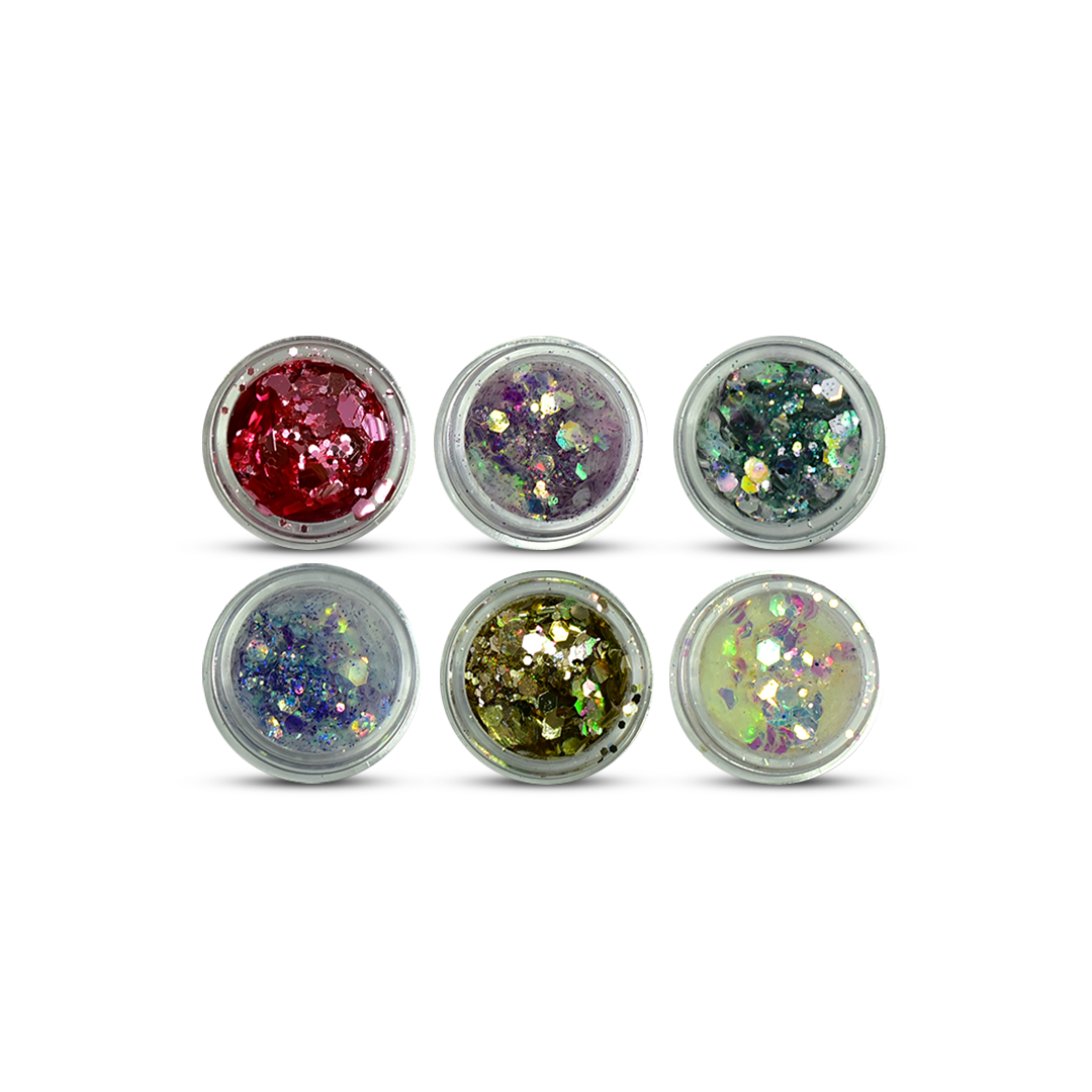 Multisize Nail Glitter in 6 Multiple Colours