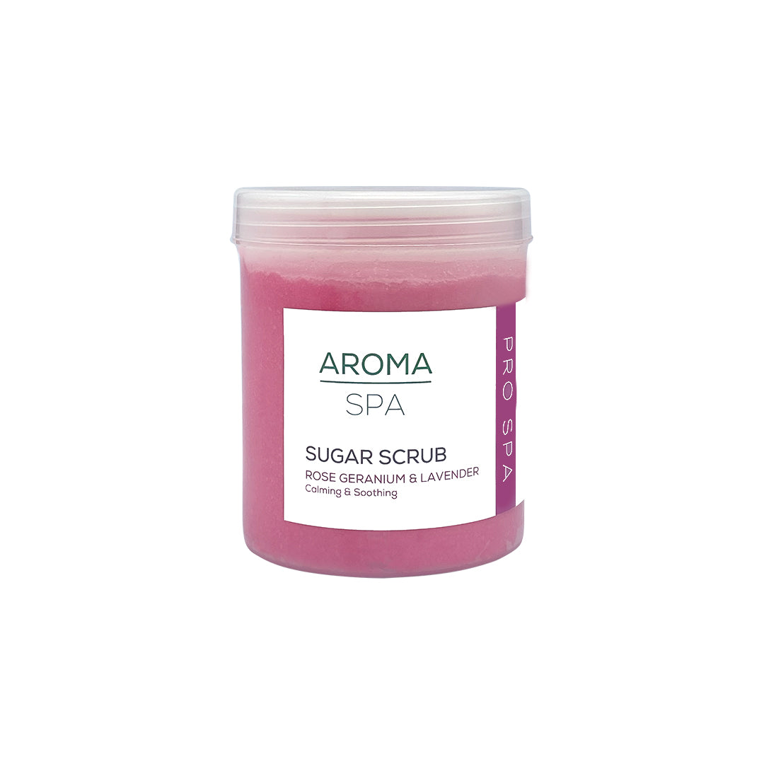 Aroma ROSE GERANIUM & LAVENDER Sugar Scrub hand, feet & body1000g (Calming& Soothing)