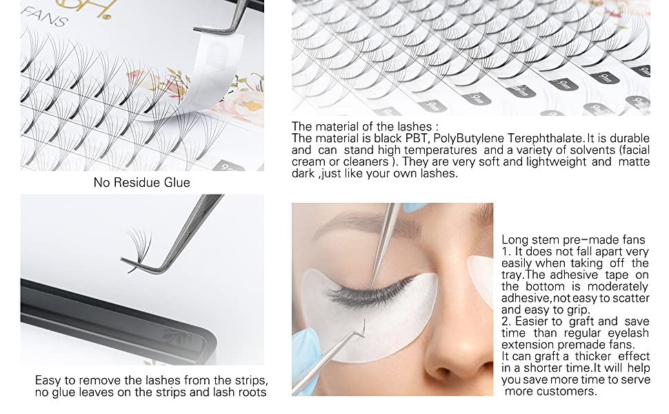 Eyelash Extensions Individual Volume Lash Premade Fans 4d 12mm (60 fans 240 individual eyelashes)