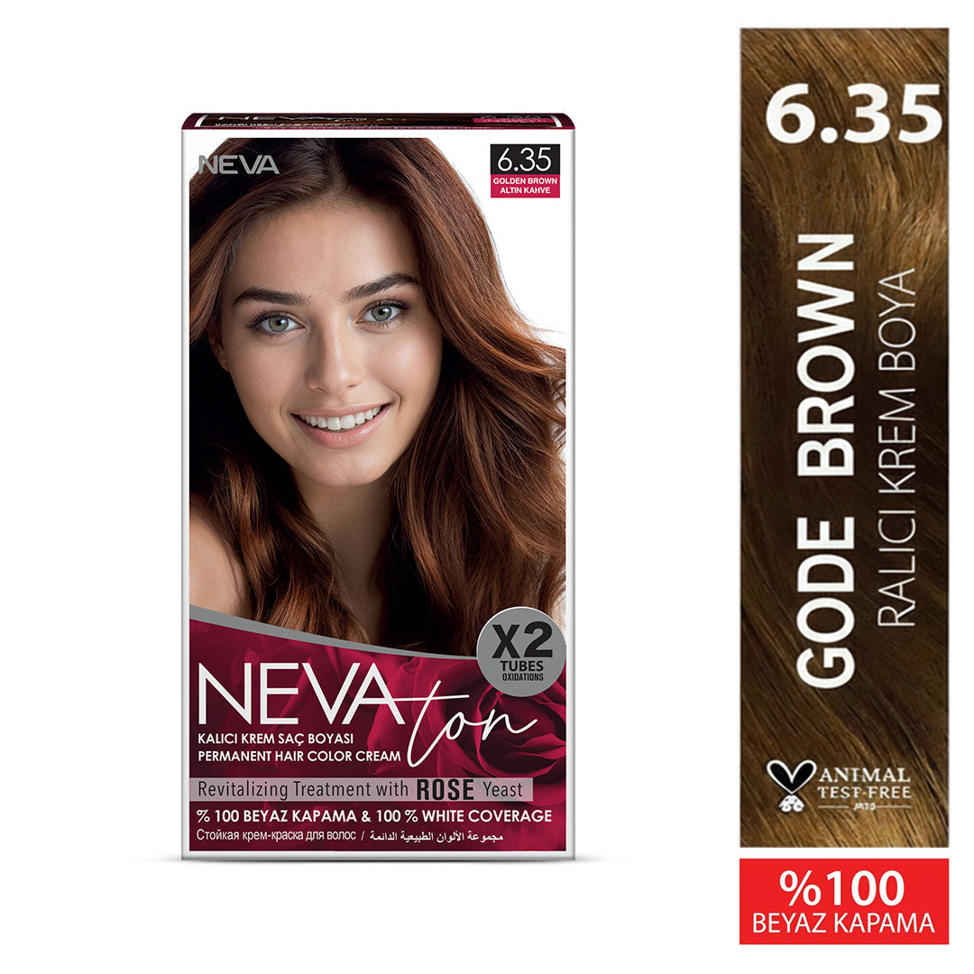 NEVATON Permanent Color 6.35 Golden Brown | 100% Gray Coverage