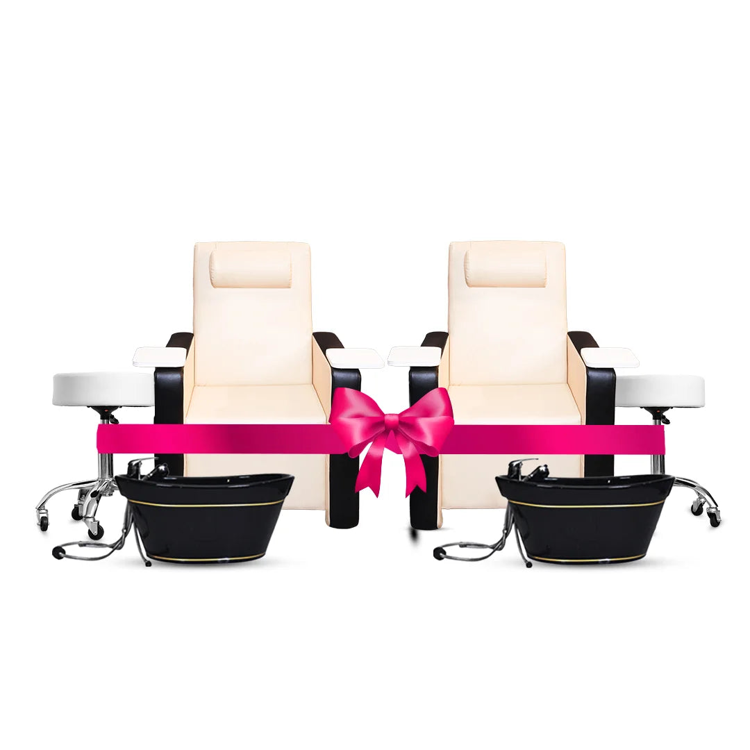 Eco. Double Value Deal: 2 Menicure Pedicure sofa, 2 Foot basins, 2 Stools