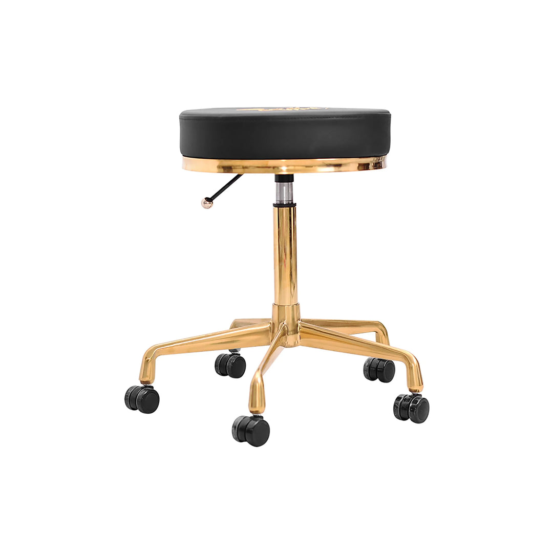 Black Round Rolling Stool with Swivel Height Adjustment